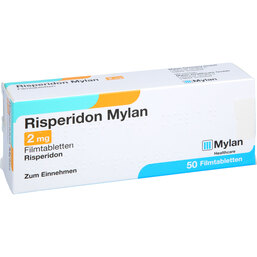 Abbildung: Risperidon Mylan 2 mg Filmtabletten 50 St, Filmtabletten PZN 07621857