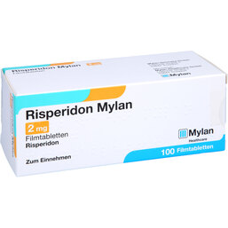 Abbildung: Risperidon Mylan 2 mg Filmtabletten 100 St, Filmtabletten PZN 07621863
