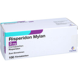 Abbildung: Risperidon Mylan 3 mg Filmtabletten 100 St, Filmtabletten PZN 07621917