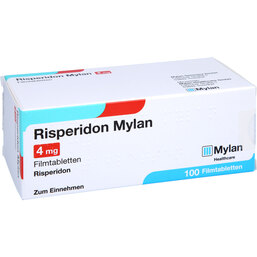 Abbildung: Risperidon Mylan 4 mg Filmtabletten 100 St, Filmtabletten PZN 07621969