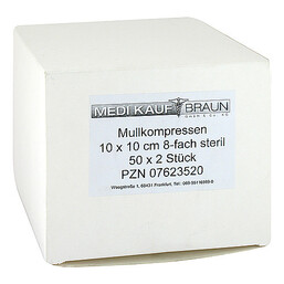 Abbildung: Mullkompressen 10x10cm steri 50X2 St, Kompressen PZN 07623520