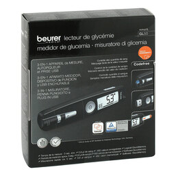 Abbildung: Beurer GL50 mmol / l Blutzuckermessgerät schwarz 1 St PZN 07626725