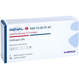 Abbildung: Gonal F 450 I.E. / 0,75 ml 33 Mikr. / 0,75ml Fertigpen 1 St, Injektionslösung in einem Fertigpen PZN 07652622