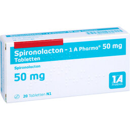 Abbildung: Spironolacton 1A Pharma 50 mg Tabletten 20 St, Tabletten PZN 07663229