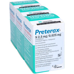 Abbildung: Preterax N 2,5 mg / 0,625 mg Filmtabletten 90 St, Filmtabletten PZN 07667635