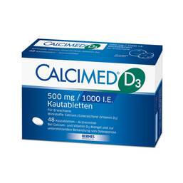 Abbildung: Calcimed D3 500 mg / 1000 I.E. Kautabletten Kautabletten, 48 St PZN 07682505