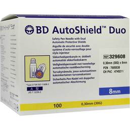 Abbildung: BD Autoshield Duo Sicherheits Pen Nadel 8 mm 100 St, Kanüle PZN 07685538