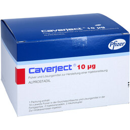 Abbildung: Caverject 10 µg Trockensubstanz mit Lösungsmittel 10 St, Pulver u. Lösungsmittel zur Herstellung einer Injektionslsg. PZN 07692432