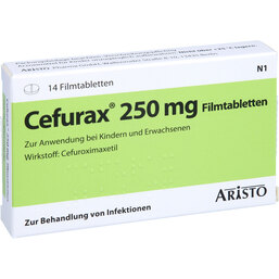 Abbildung: Cefurax 250 mg Filmtabletten 14 St, Filmtabletten PZN 07701869