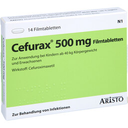 Abbildung: Cefurax 500 mg Filmtabletten 14 St, Filmtabletten PZN 07701881