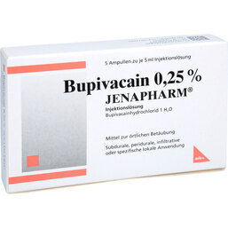 Abbildung: Bupivacain 0,25% Jenapharm Ampullen 5X5 ml, Ampullen PZN 07703489