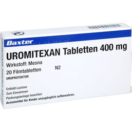 Abbildung: Uromitexan Tabletten 400 mg 20 St, Filmtabletten PZN 07713849