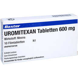 Abbildung: Uromitexan Tabletten 600 mg 10 St, Filmtabletten PZN 07713861