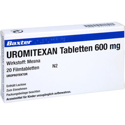Abbildung: Uromitexan Tabletten 600 mg 20 St, Filmtabletten PZN 07713878