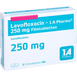 Abbildung: Levofloxacin 1A Pharma 250 mg Filmtabletten 3 St, Filmtabletten PZN 07715044