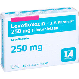 Abbildung: Levofloxacin 1A Pharma 250 mg Filmtabletten 10 St, Filmtabletten PZN 07715096