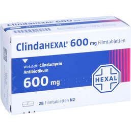 Abbildung: Clindahexal 600 mg Filmtabletten 28 St, Filmtabletten PZN 07715127