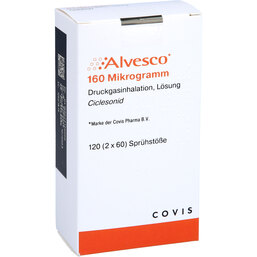 Abbildung: Alvesco 160 µg 2x60 Hub Dosieraerosol 2 St, Dosieraerosol PZN 07717600