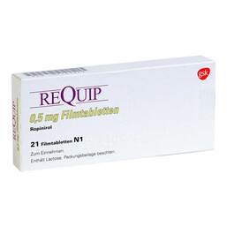 Abbildung: Requip 0,5 mg Filmtabletten 21 St, Filmtabletten PZN 07721949