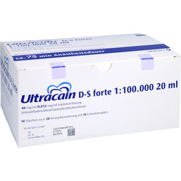 Abbildung: Ultracain D-S forte 1:100.000 für d.Zahnheilk. Durchstechflasche 10X20 ml, Durchstechflaschen PZN 07721990