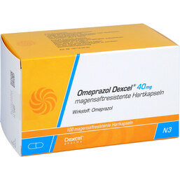 Abbildung: Omeprazol Dexcel 40 mg magensaftresistent Hartkapseln 100 St, Kapseln magensaftresistent PZN 07745921