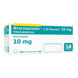 Abbildung: Atorvastatin 1A Pharma 10 mg Filmtabletten 100 St, Filmtabletten PZN 07752878