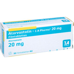 Abbildung: Atorvastatin 1A Pharma 20 mg Filmtabletten 50 St, Filmtabletten PZN 07752890