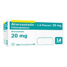 Abbildung: Atorvastatin 1A Pharma 20 mg Filmtabletten 100 St, Filmtabletten PZN 07752909