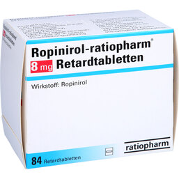 Abbildung: Ropinirol ratiopharm 8 mg Retardtabletten 84 St, Retard-Tabletten PZN 07756824