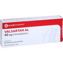 Abbildung: Valsartan AL 40 mg Filmtabletten 28 St, Filmtabletten PZN 07758349