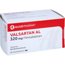 Abbildung: Valsartan AL 320 mg Filmtabletten 98 St, Filmtabletten PZN 07758438