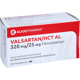 Abbildung: Valsartan HCT AL 320 mg / 25 mg Filmtabletten 98 St, Filmtabletten PZN 07758616