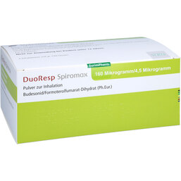 Abbildung: Duoresp Spiromax 160µg / 4,5µg / Dosis 3x120ED Inh.-P. 3 St, Inhalationspulver PZN 07767644