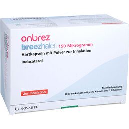Abbildung: Onbrez Breezhaler 150 µg Hartkapseln mit Pulver z.Inhalation 3X30 St, Hartkapseln mit Pulver zur Inhalation PZN 07769927