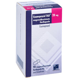 Abbildung: Esomeprazol TAD 20 mg magensaftresistent Hartkapseln 98 St, Magensaftresistente Hartkapseln PZN 07772929