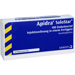 Abbildung: Apidra 100 E / ml Solostar Fertigpen 10X3 ml, Injektionslösung in einem Fertigpen PZN 07773159