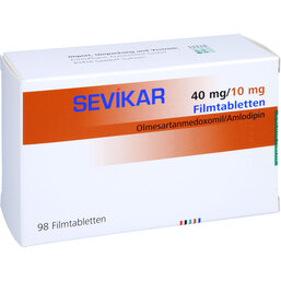 Abbildung: Sevikar 40 mg / 10 mg Filmtabletten 98 St, Filmtabletten PZN 07773171