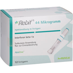 Abbildung: Rebif 44 Mikrogramm Injektionslösung in einem Fertigpen 12 St, Injektionslösung in einem Fertigpen PZN 07777217