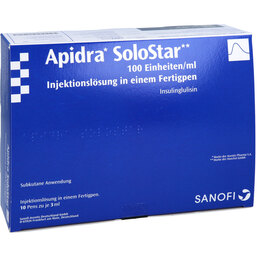 Abbildung: Apidra 100 E / ml Solostar Fertigpen 10X3 ml, Injektionslösung in einem Fertigpen PZN 07778033