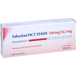 Abbildung: Valsartan HCT STADA 160 mg / 12,5 mg Filmtabletten 28 St, Filmtabletten PZN 07778429