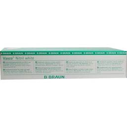 Abbildung: Vasco Nitril white Untersuchungshandschuhe Größe L 100 St, Handschuhe PZN 07789367