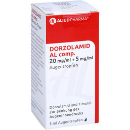 Abbildung: Dorzolamid AL comp.20mg / ml + 5mg / ml Augentropfen 5 ml, Augentropfen PZN 07794724
