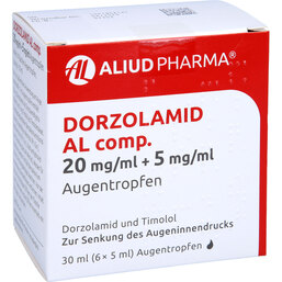 Abbildung: Dorzolamid AL comp.20mg / ml + 5mg / ml Augentropfen 6X5 ml, Augentropfen PZN 07794747