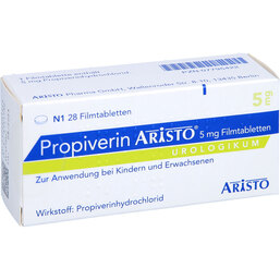 Abbildung: Propiverin Aristo 5 mg Filmtabletten 28 St, Filmtabletten PZN 07795422
