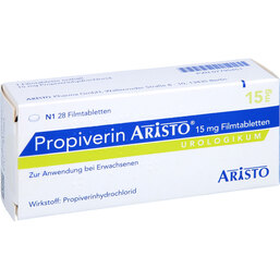 Abbildung: Propiverin Aristo 15 mg Filmtabletten 28 St, Filmtabletten PZN 07795451