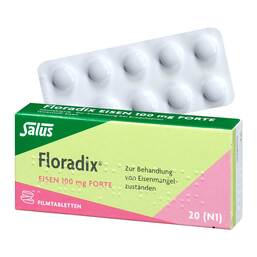 Abbildung: Floradix Eisen 100 mg forte Filmtabletten Filmtabletten, 20 St PZN 07798283