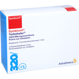 Abbildung: Symbicort Turbohaler 320 / 9 µg / Dosis 60 ED 3 St, Inhalationspulver PZN 07799667