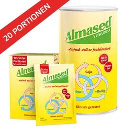 Abbildung: Almased Vital-Pflanzen-Eiweißkost Bundle Dose plus Portionsbeutel Pulver, 1000 g PZN 08012878