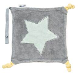 Abbildung: Biobaby Schnullertuch grau/mint 20x20cm 1 St PZN 08030223