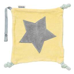 Abbildung: Biobaby Schnullertuch gelb/grau 20x20cm 1 St PZN 08030224